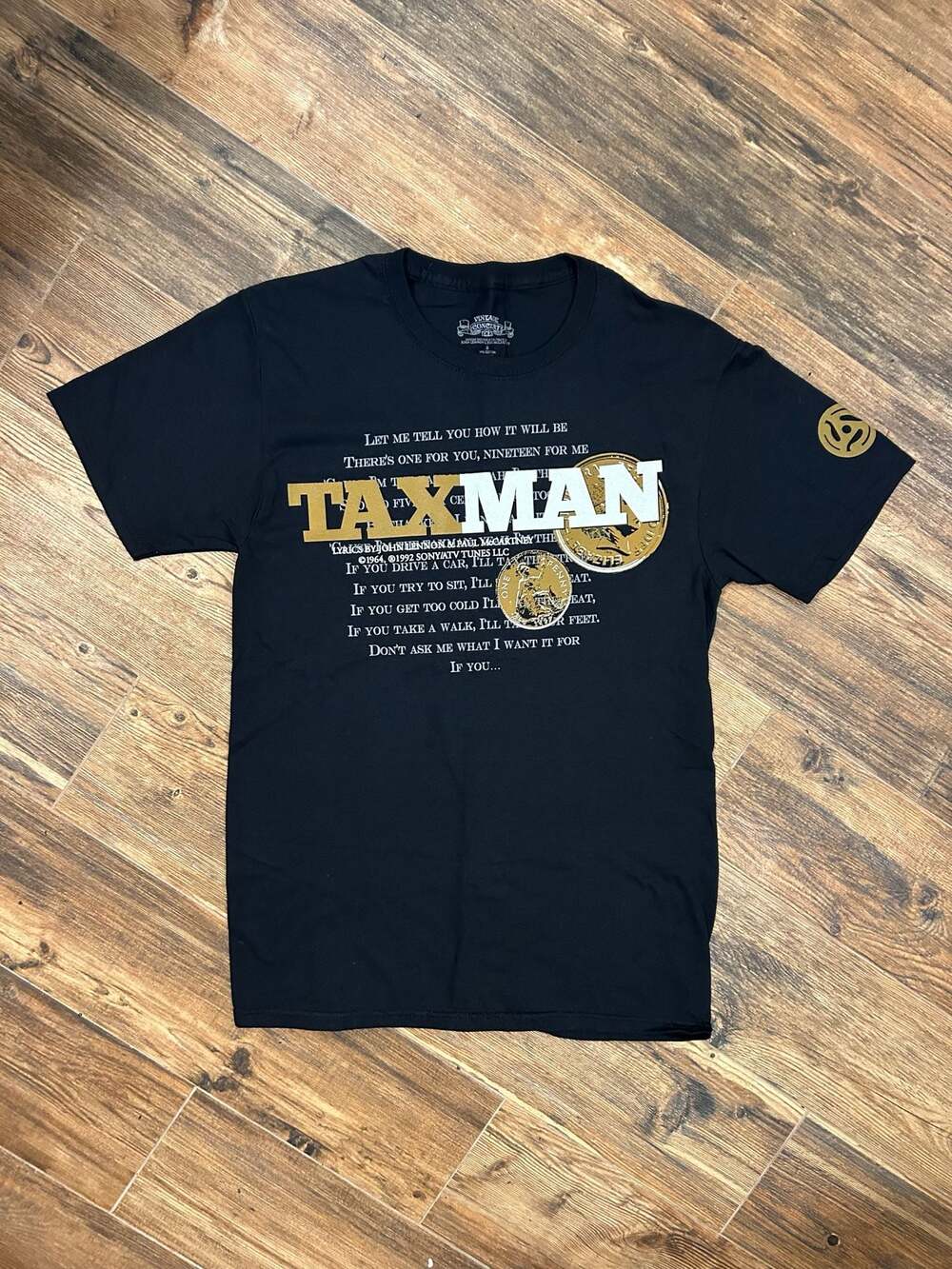Vintage Concert Tees The Beatles Taxman Lyrics Graphic T-Shirt NWOT